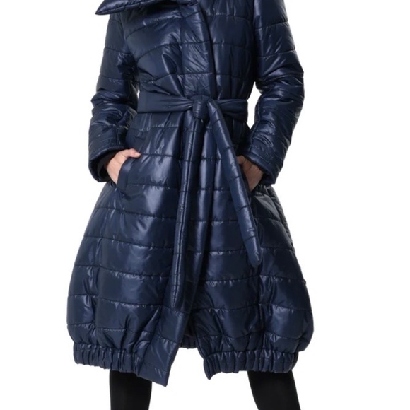 Navy blue puffer coat balloon hem XXL - Picture 6 of 13